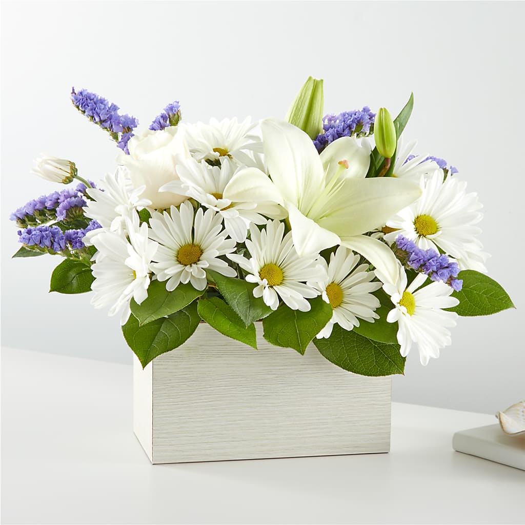 Beyond Blue Box Bouquet – HOMETOWN TREASURES FLORAL & GIFTS, Morris OK