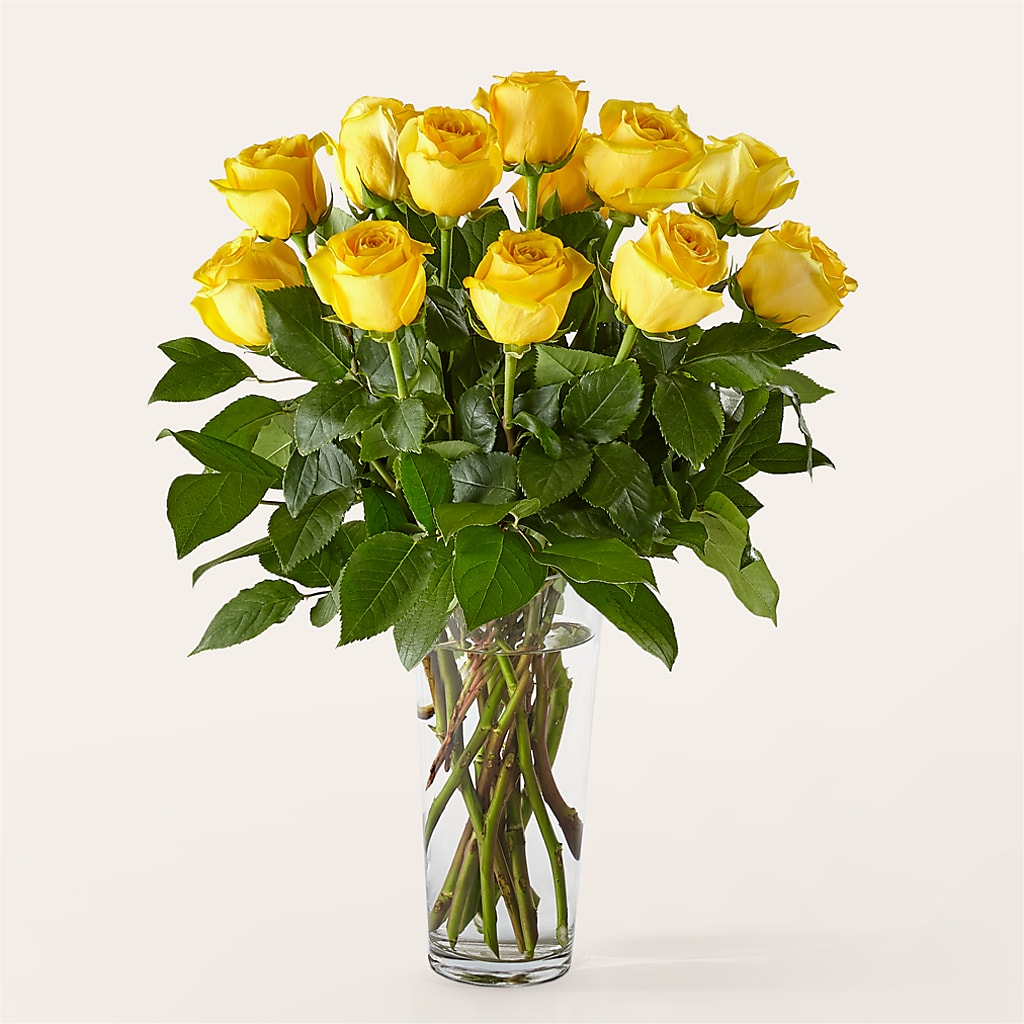 Long Stem Yellow Rose Bouquet – HOMETOWN TREASURES FLORAL & GIFTS, Morris OK