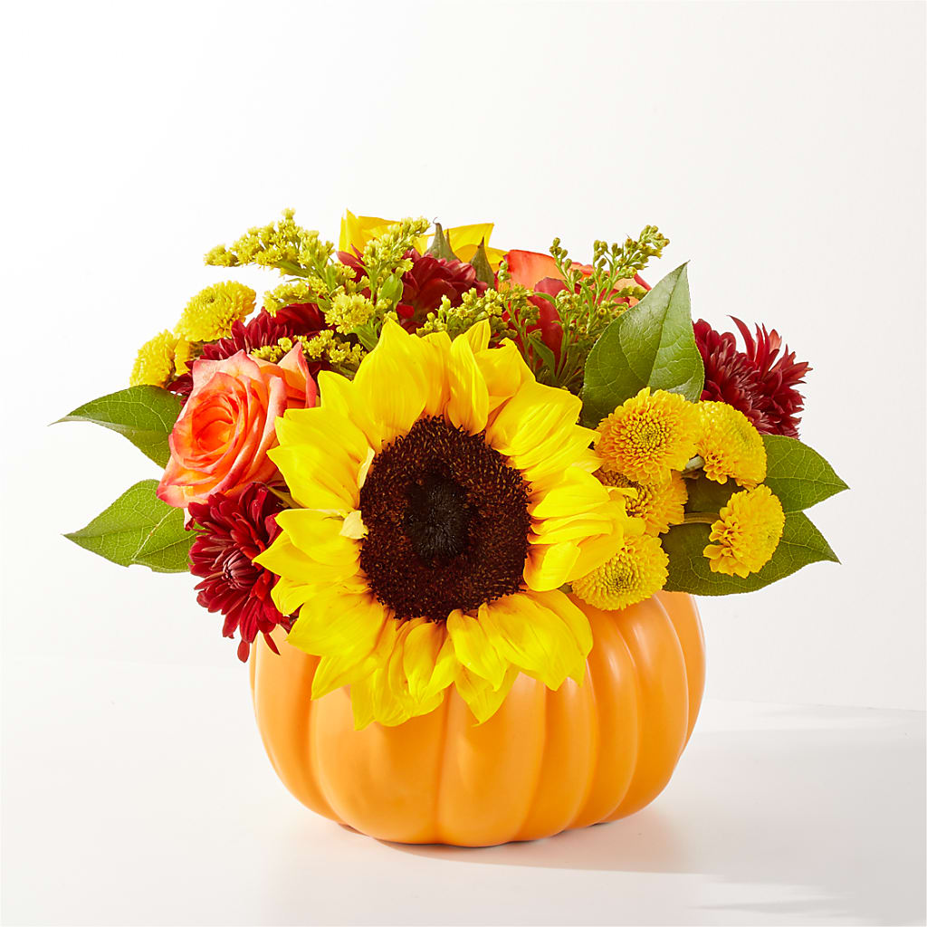 Golden Gourd Pumpkin Bouquet – HOMETOWN TREASURES FLORAL & GIFTS, Morris OK