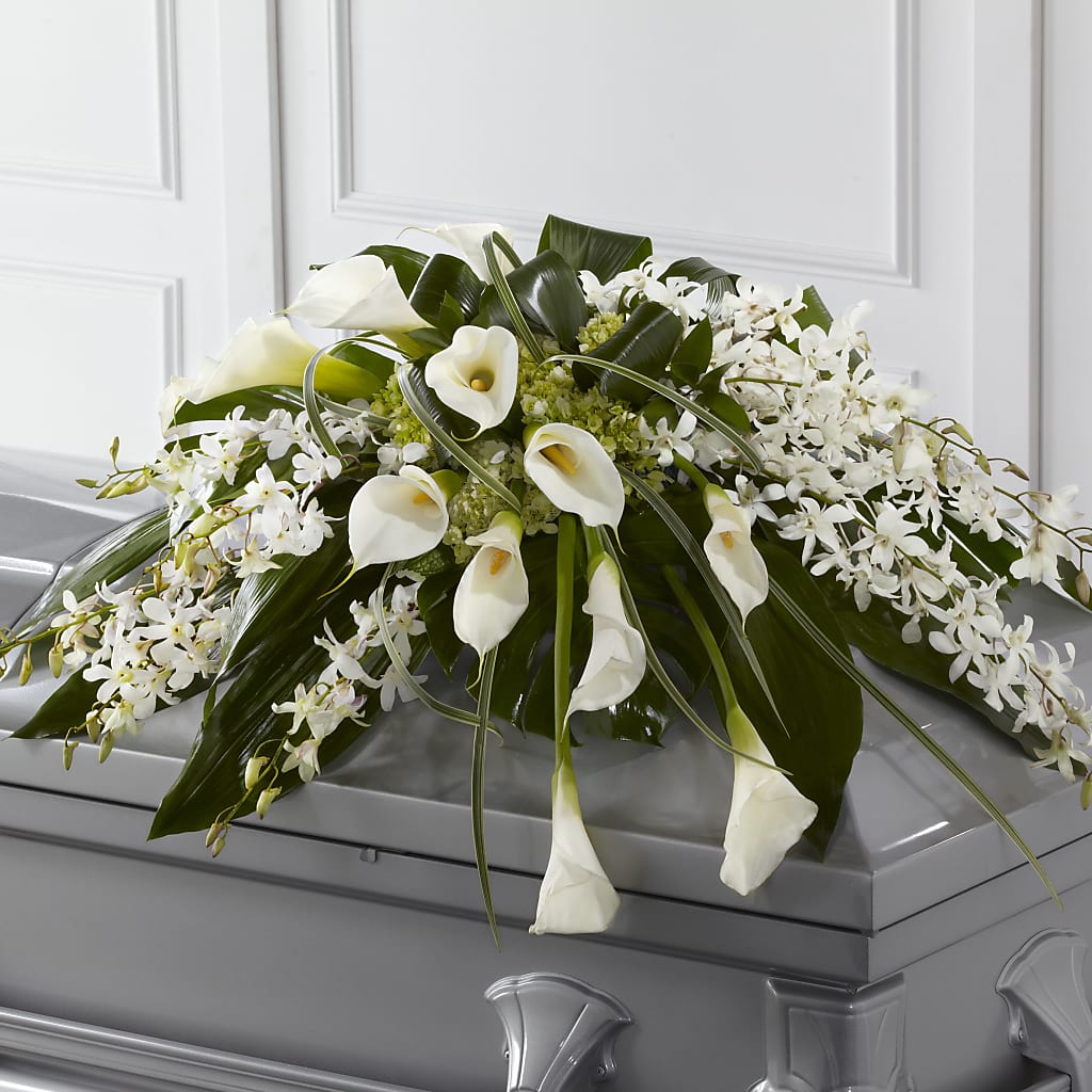 Angel Wings Casket Spray – HOMETOWN TREASURES FLORAL & GIFTS, Morris OK