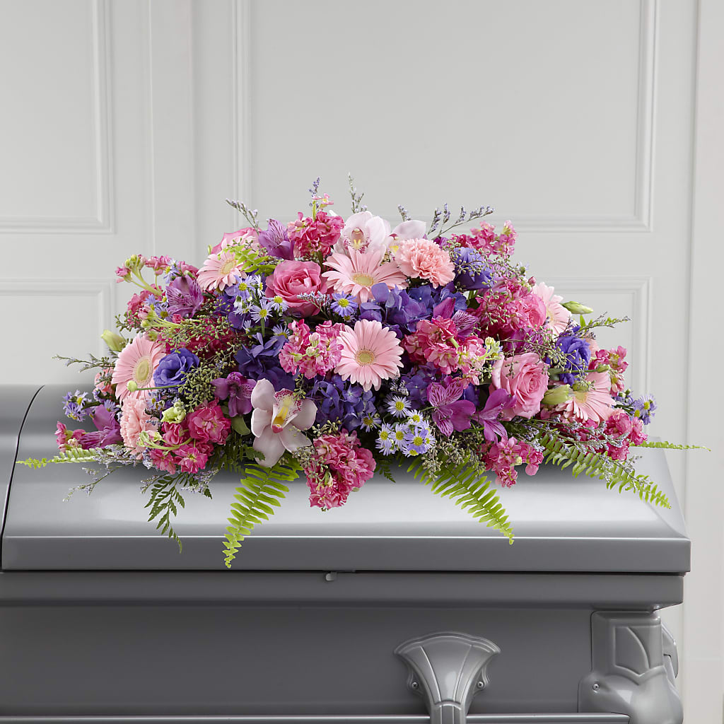 Glorious Garden Casket Spray – HOMETOWN TREASURES FLORAL & GIFTS, Morris OK