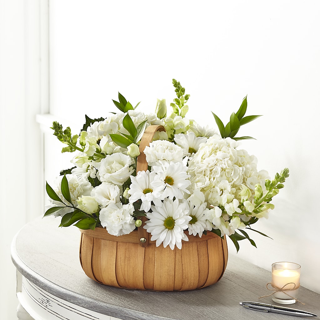 Pure Ivory Basket – HOMETOWN TREASURES FLORAL & GIFTS, Morris OK
