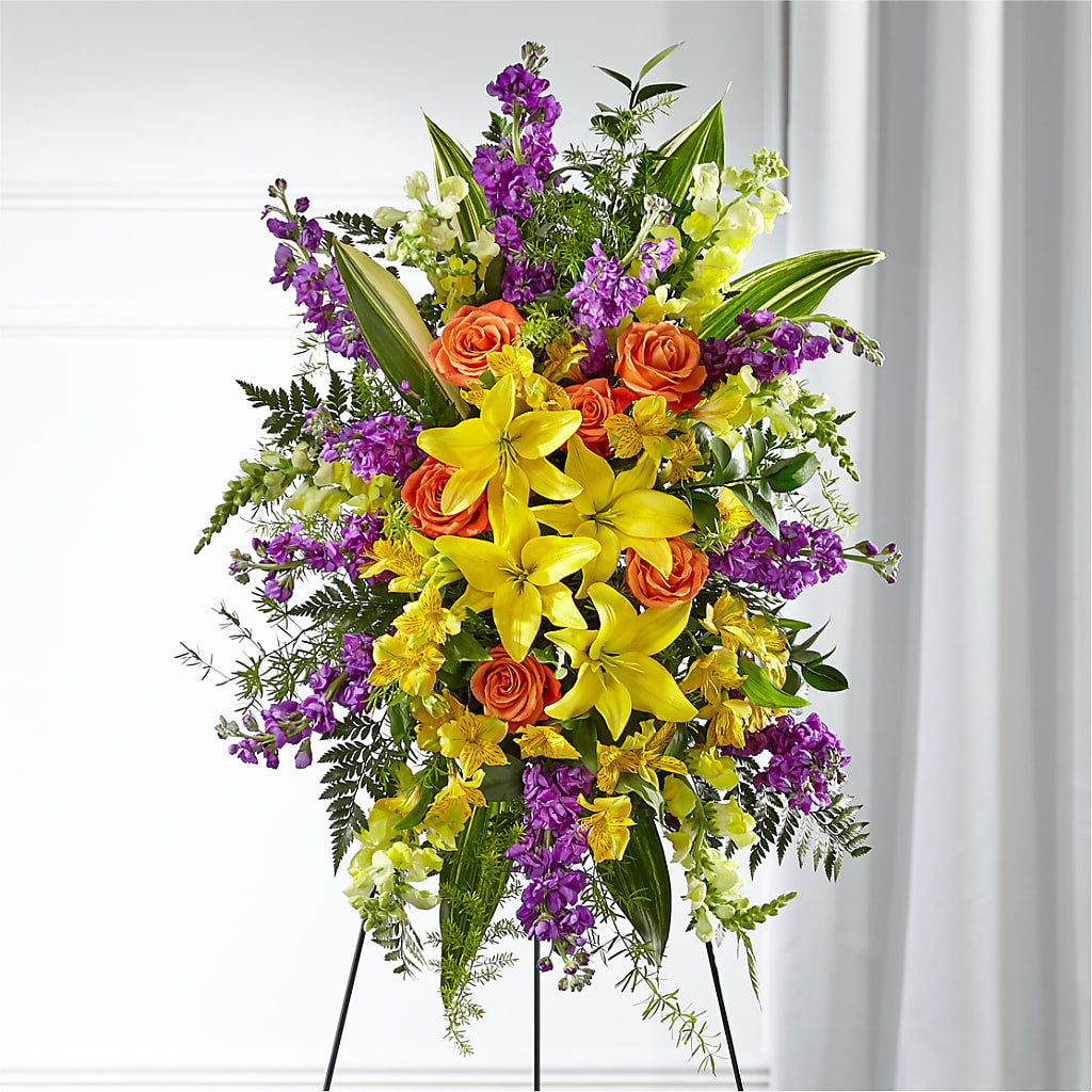 Thoughtful Prayers Standing Spray – HOMETOWN TREASURES FLORAL & GIFTS, Morris OK
