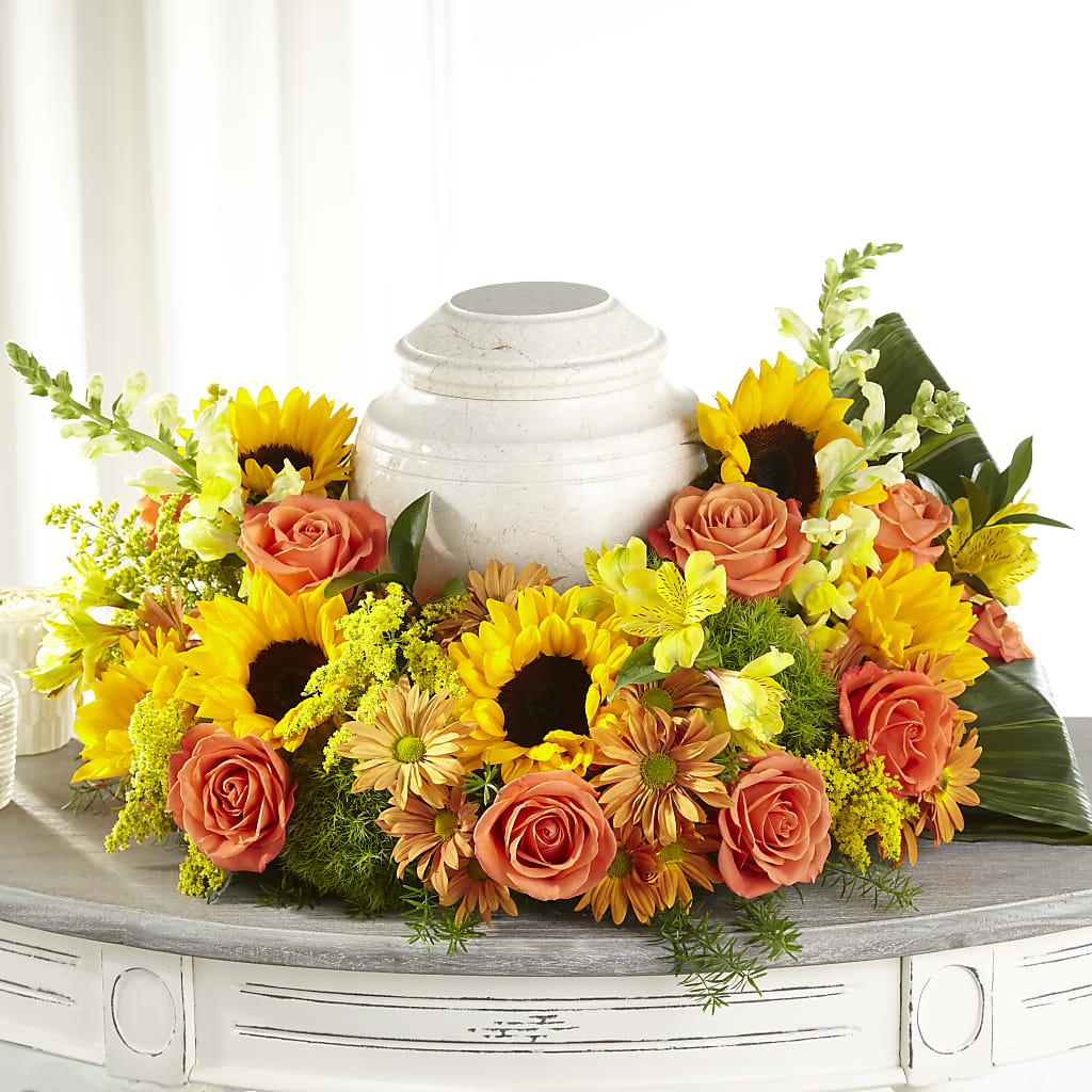Faithful Sunflower Cremation Adornment – HOMETOWN TREASURES FLORAL & GIFTS, Morris OK