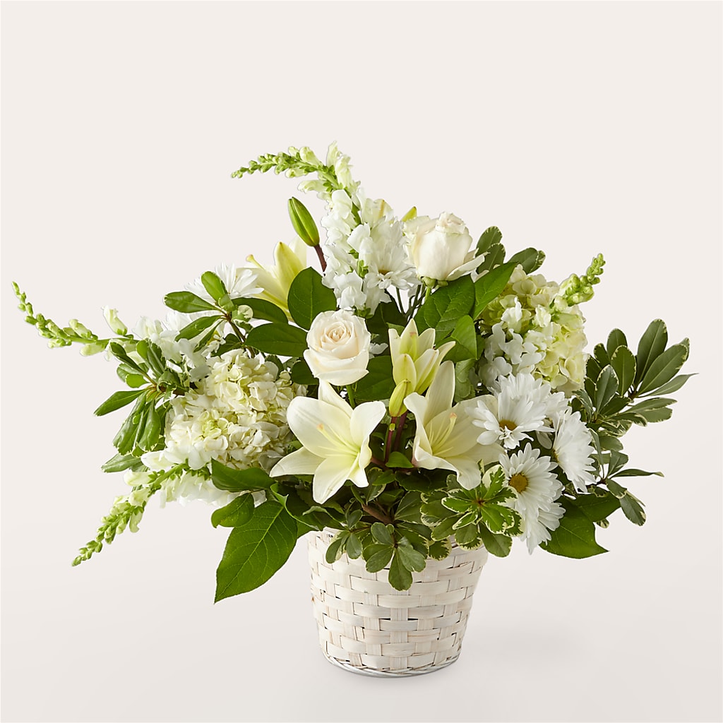 Ivory Elegance Floral Basket – HOMETOWN TREASURES FLORAL & GIFTS, Morris OK