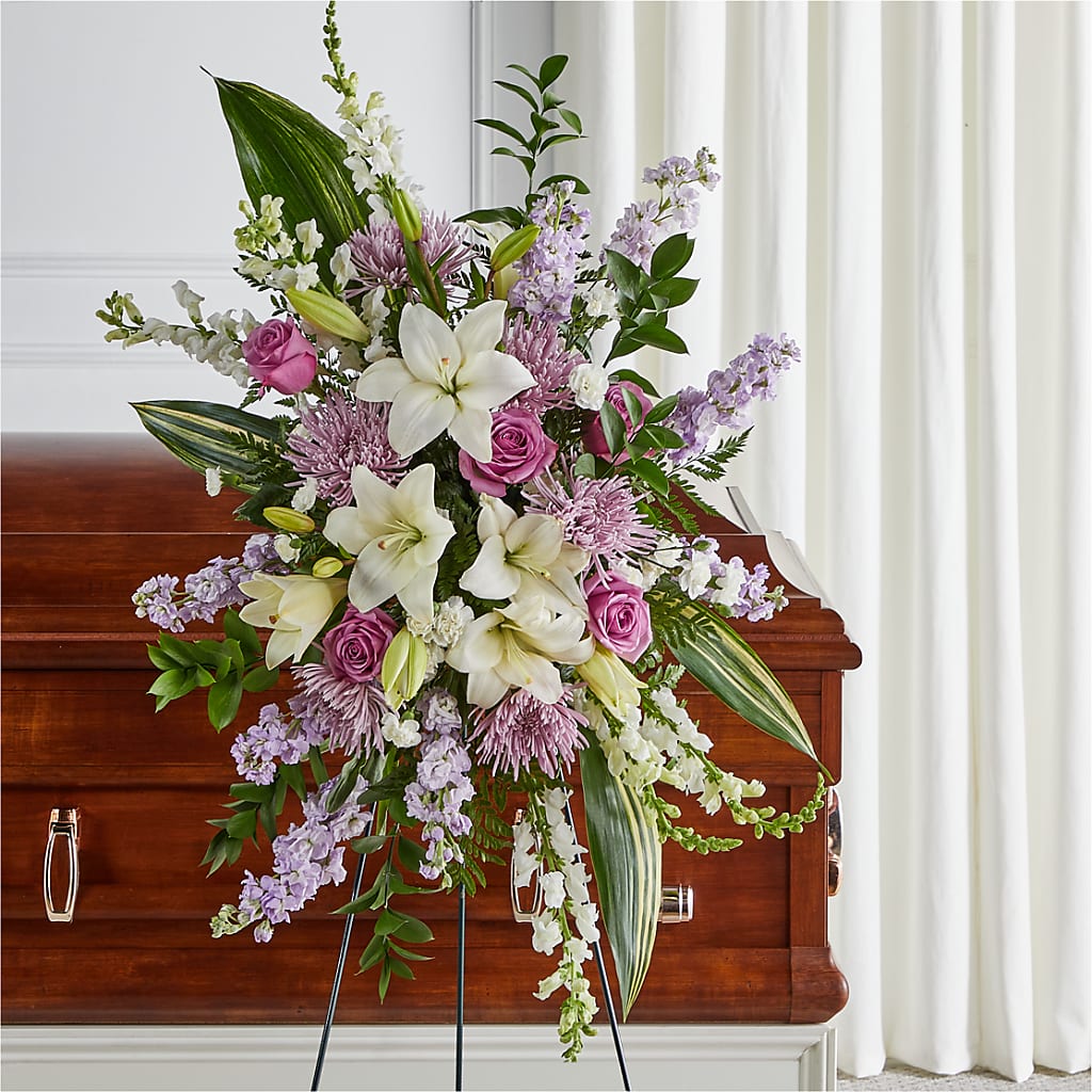 Grateful Hearts Standing Spray – HOMETOWN TREASURES FLORAL & GIFTS, Morris OK