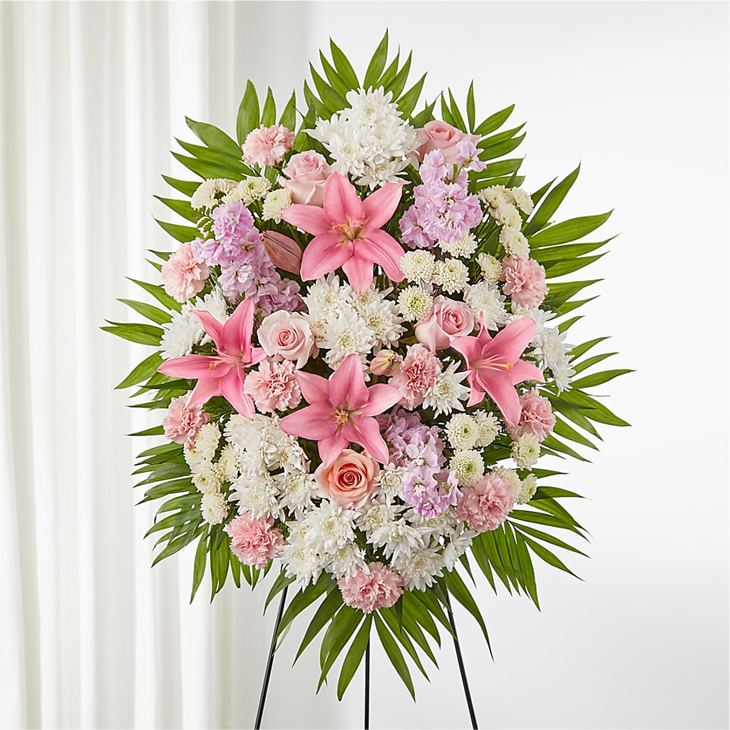 Offering Solace Standing Spray – HOMETOWN TREASURES FLORAL & GIFTS, Morris OK