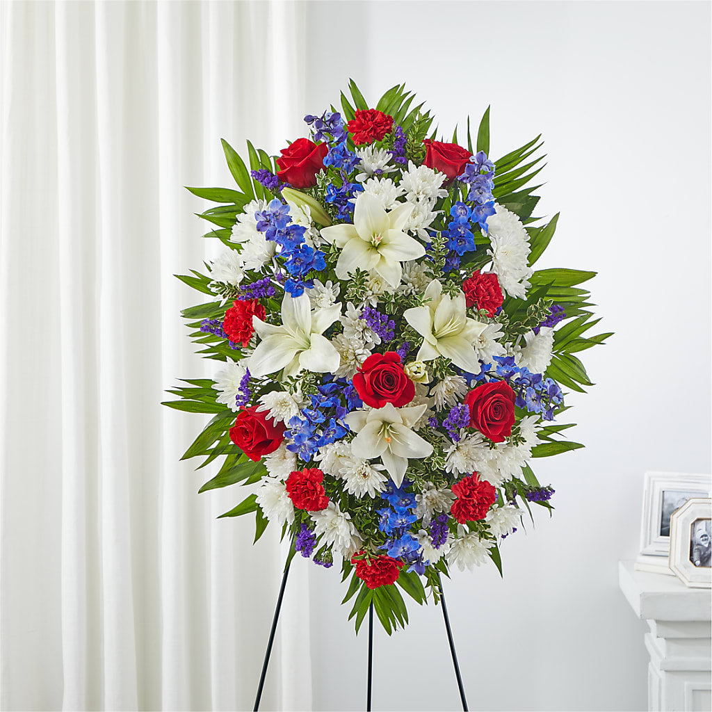 Cherished Service Standing Spray – HOMETOWN TREASURES FLORAL & GIFTS, Morris OK