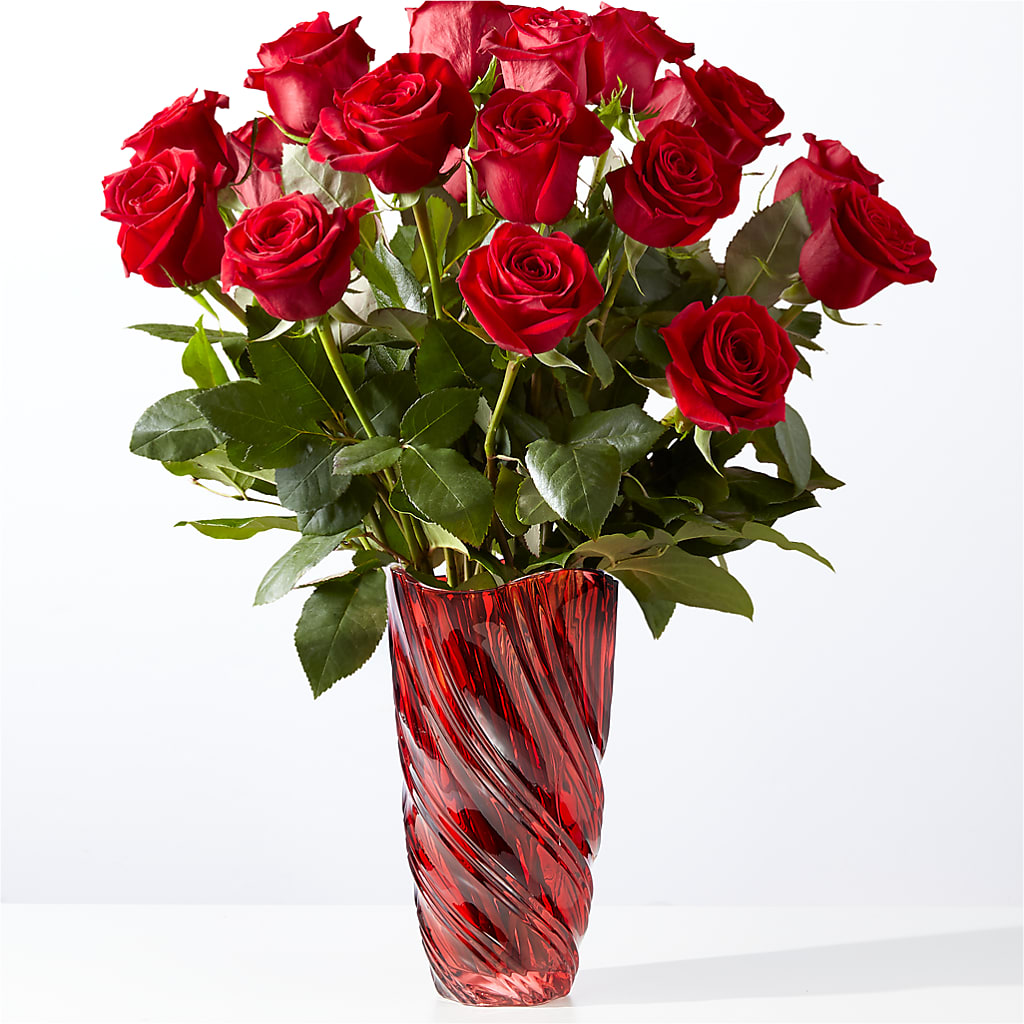 Classic Love Red Rose Bouquet with Luxe Swirl Vase – HOMETOWN TREASURES FLORAL & GIFTS, Morris OK