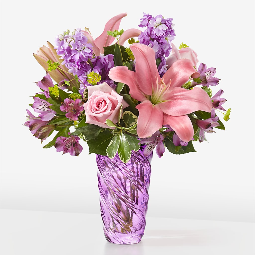 Precious Petals Bouquet with Luxe Swirl Vase – HOMETOWN TREASURES FLORAL & GIFTS, Morris OK