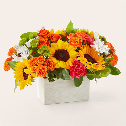 Sun-drenched Blooms Box Bouquet – HOMETOWN TREASURES FLORAL & GIFTS, Morris OK