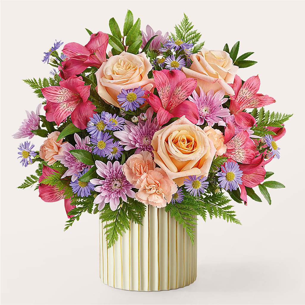 Sunset Serenade Bouquet with Ivory Vase
