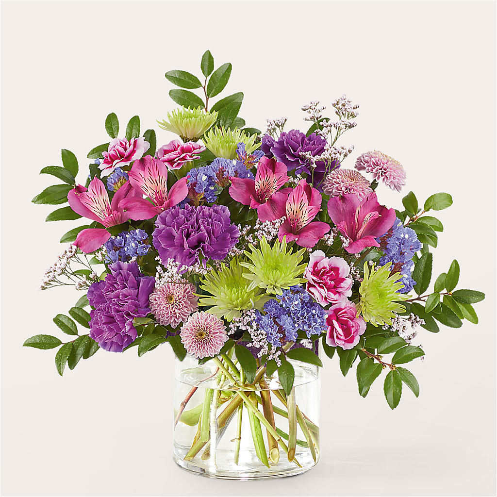 Glass Half Full Bouquet – HOMETOWN TREASURES FLORAL & GIFTS, Morris OK