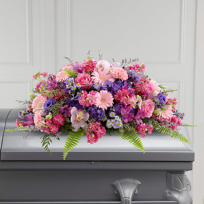 Glorious Garden Casket Spray – HOMETOWN TREASURES FLORAL & GIFTS, Morris OK