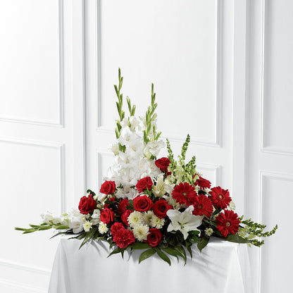 Crimson & White Arrangement – HOMETOWN TREASURES FLORAL & GIFTS, Morris OK