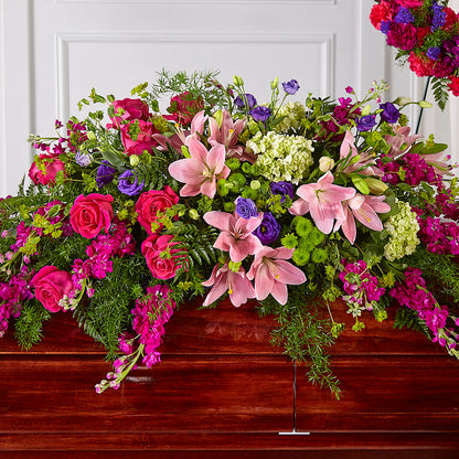 Radiant Tribute Casket Spray – HOMETOWN TREASURES FLORAL & GIFTS, Morris OK