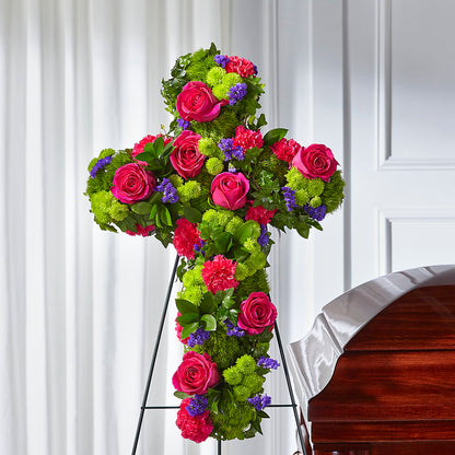 Tribute Rose Floral Cross – HOMETOWN TREASURES FLORAL & GIFTS, Morris OK