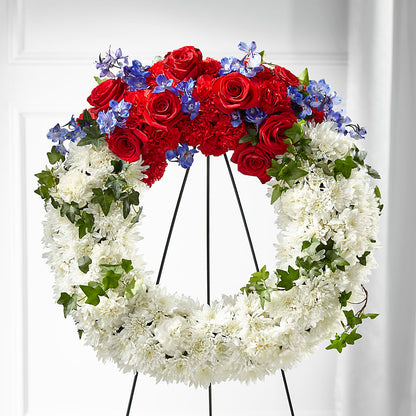 Patriotic Passion Wreath – HOMETOWN TREASURES FLORAL & GIFTS, Morris OK