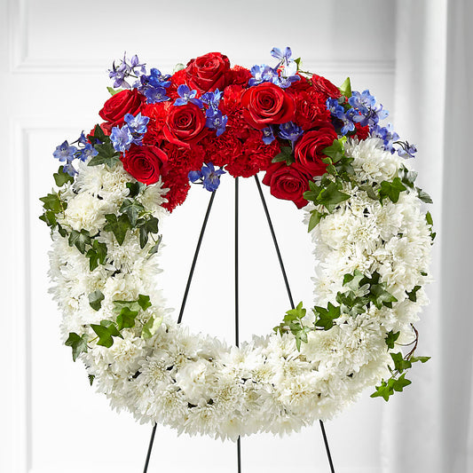 Patriotic Passion Wreath – HOMETOWN TREASURES FLORAL & GIFTS, Morris OK