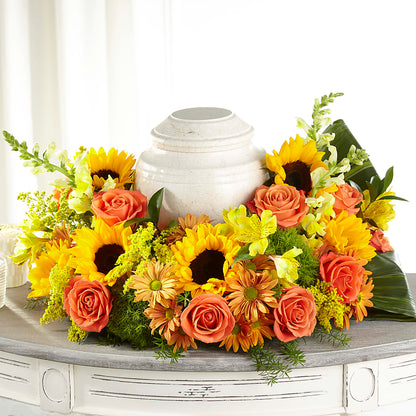 Faithful Sunflower Cremation Adornment – HOMETOWN TREASURES FLORAL & GIFTS, Morris OK