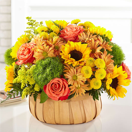 Harvest Sunflower Basket – HOMETOWN TREASURES FLORAL & GIFTS, Morris OK