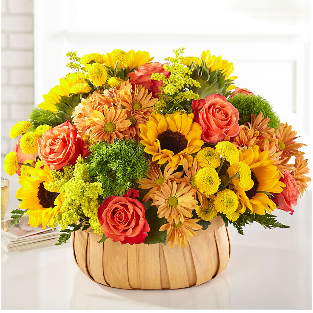 Harvest Sunflower Basket – HOMETOWN TREASURES FLORAL & GIFTS, Morris OK