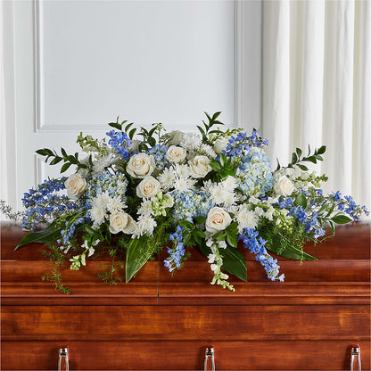 Timeless Essence Casket Spray – HOMETOWN TREASURES FLORAL & GIFTS, Morris OK