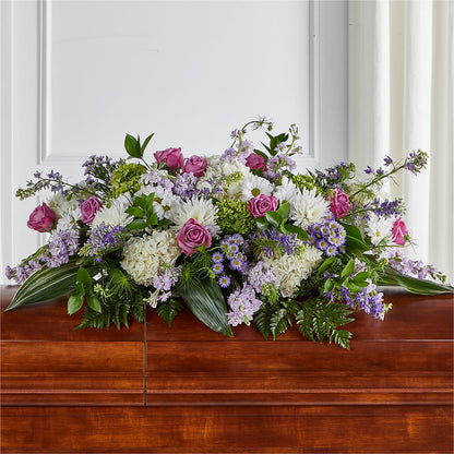 Meadows of Serenity Casket Spray – HOMETOWN TREASURES FLORAL & GIFTS, Morris OK