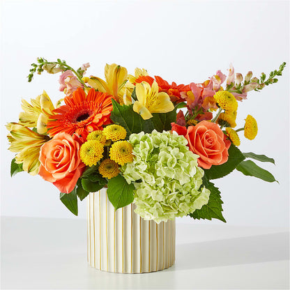 Autumn Sunshine Bouquet with Ivory Vase – HOMETOWN TREASURES FLORAL & GIFTS, Morris OK