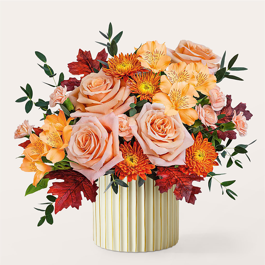 Spiced Latte Bouquet with Ivory Vase – HOMETOWN TREASURES FLORAL & GIFTS, Morris OK