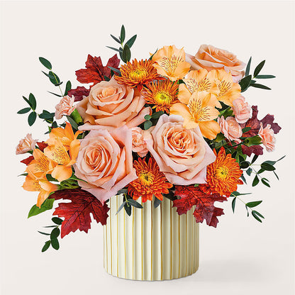 Spiced Latte Bouquet with Ivory Vase – HOMETOWN TREASURES FLORAL & GIFTS, Morris OK