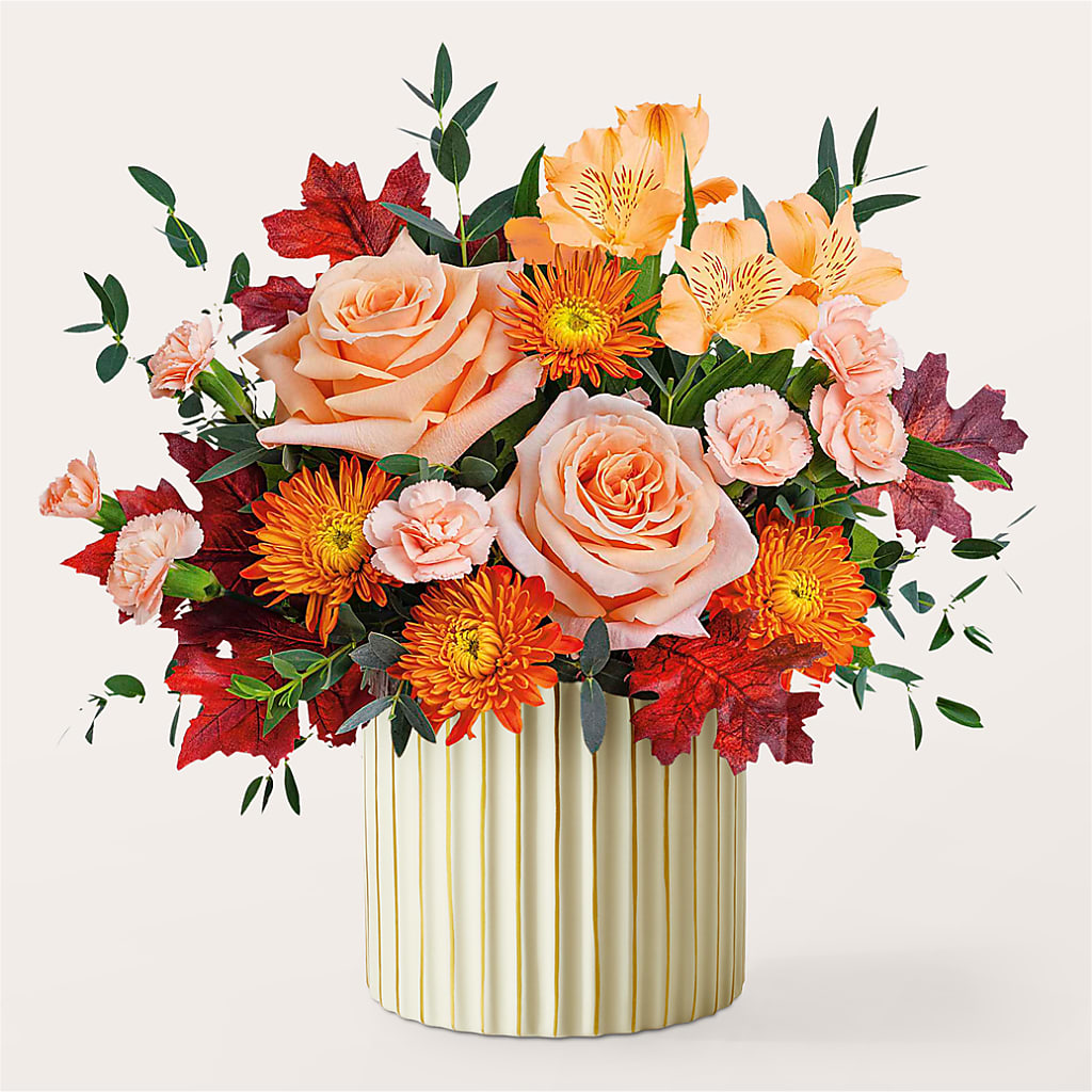 Spiced Latte Bouquet with Ivory Vase – HOMETOWN TREASURES FLORAL & GIFTS, Morris OK