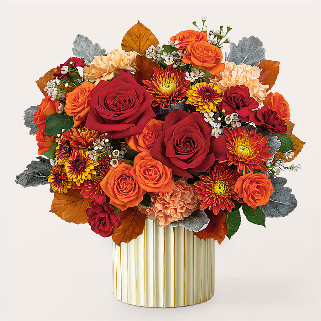 Merlot Bouquet with Ivory Vase – HOMETOWN TREASURES FLORAL & GIFTS, Morris OK