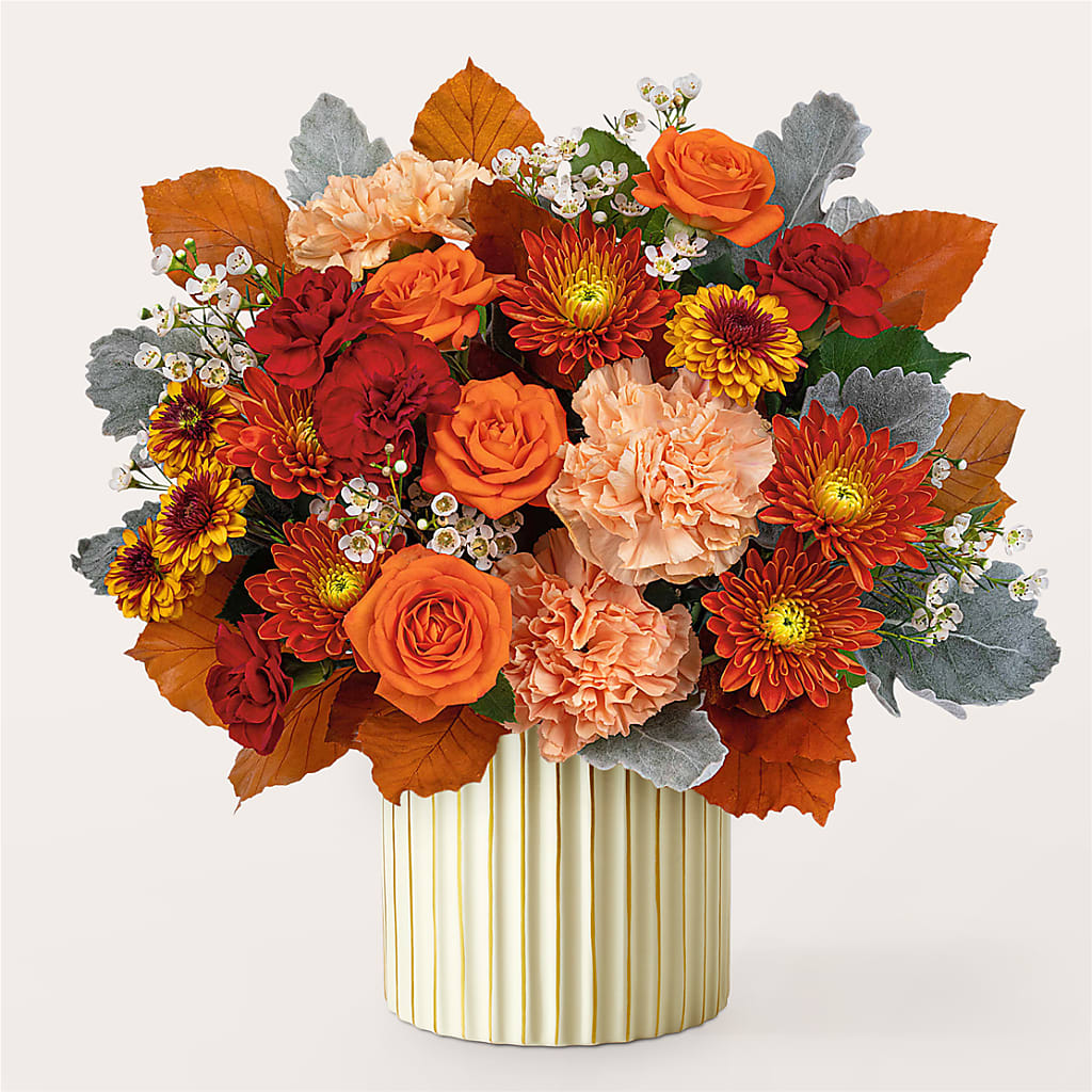 Merlot Bouquet with Ivory Vase – HOMETOWN TREASURES FLORAL & GIFTS, Morris OK