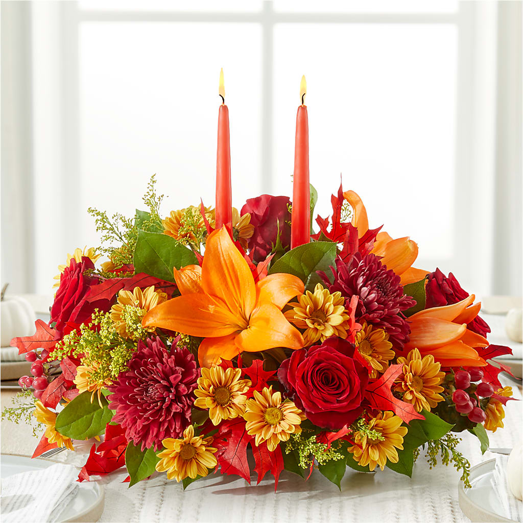 Autumn's Embrace Centerpiece – HOMETOWN TREASURES FLORAL & GIFTS, Morris OK