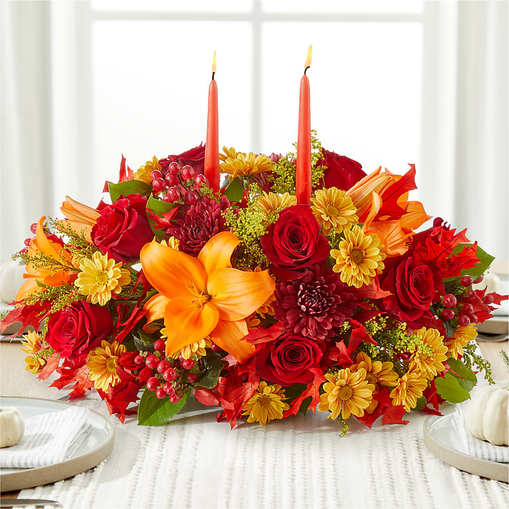 Autumn's Embrace Centerpiece – HOMETOWN TREASURES FLORAL & GIFTS, Morris OK