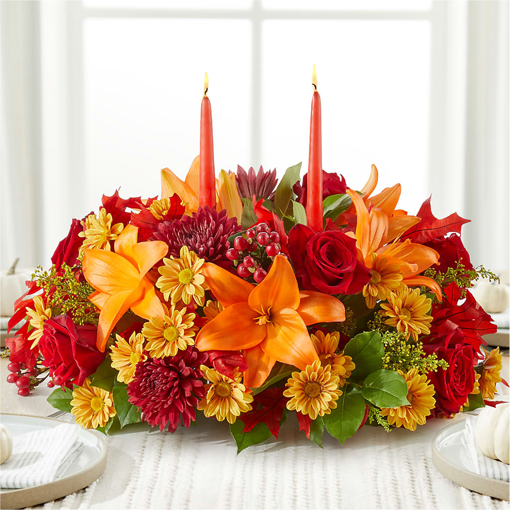 Autumn's Embrace Centerpiece – HOMETOWN TREASURES FLORAL & GIFTS, Morris OK
