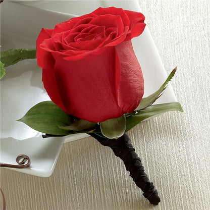 Red Rose Boutonniere – HOMETOWN TREASURES FLORAL & GIFTS, Morris OK